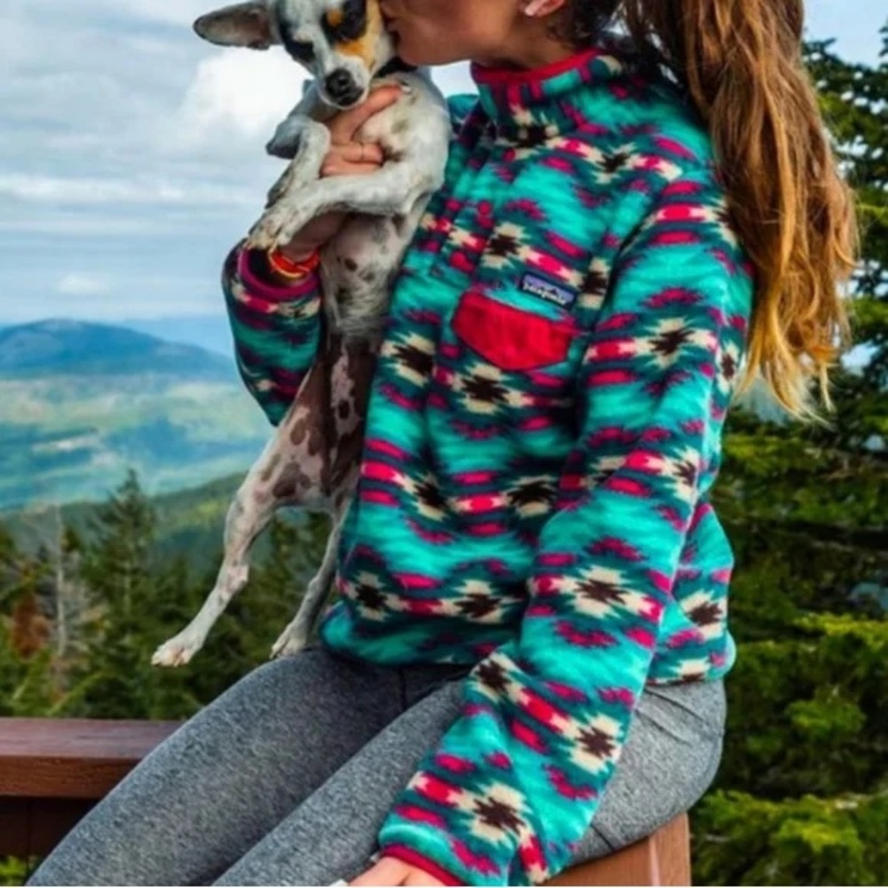 Rare Patagonia Synchilla Snap-T Wild Desert Teal Pullover Women's Medium